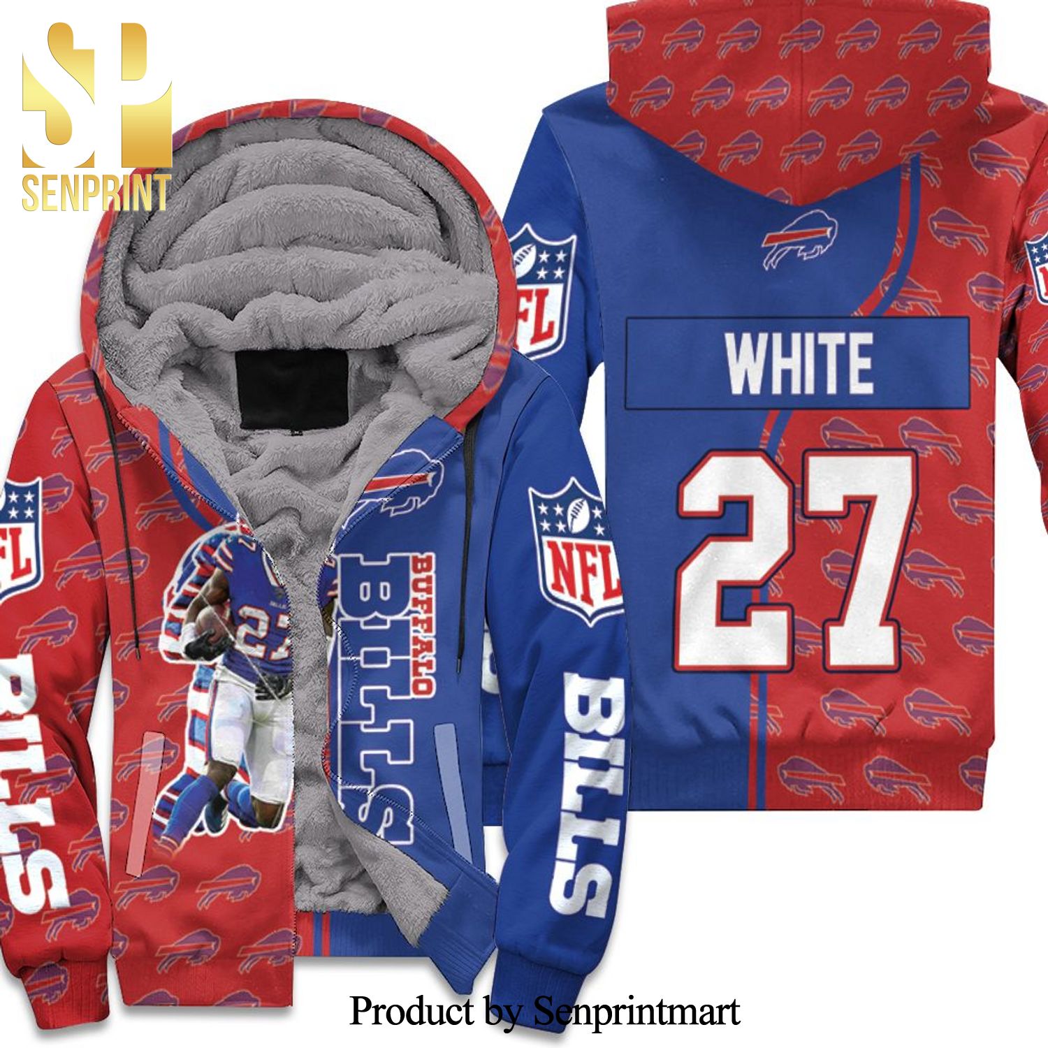 27 Tre Davious White 27 Buffalo Bills Great Player NFL Season New Version Unisex Fleece Hoodie