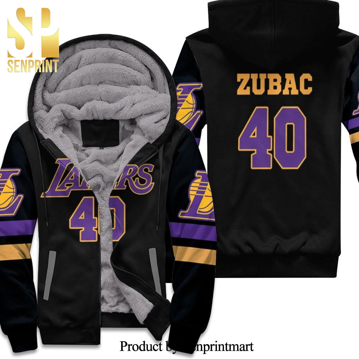 40 Ivica Zubac Lakers Inspired Style High Fashion Full Printing Unisex Fleece Hoodie