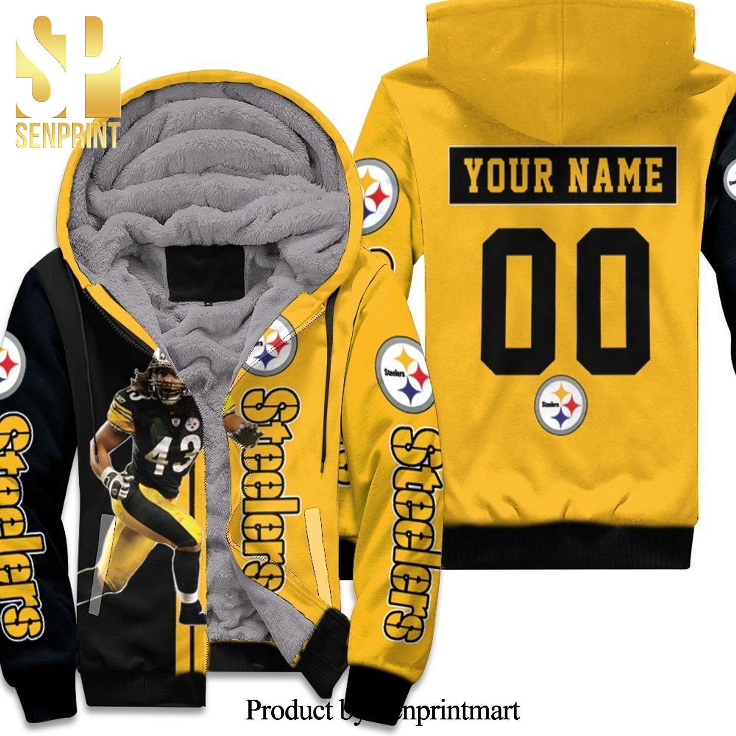 43 Troy Polamalu Pittsburgh Steelers Player Personalized NFL Season 3D Unisex Fleece Hoodie