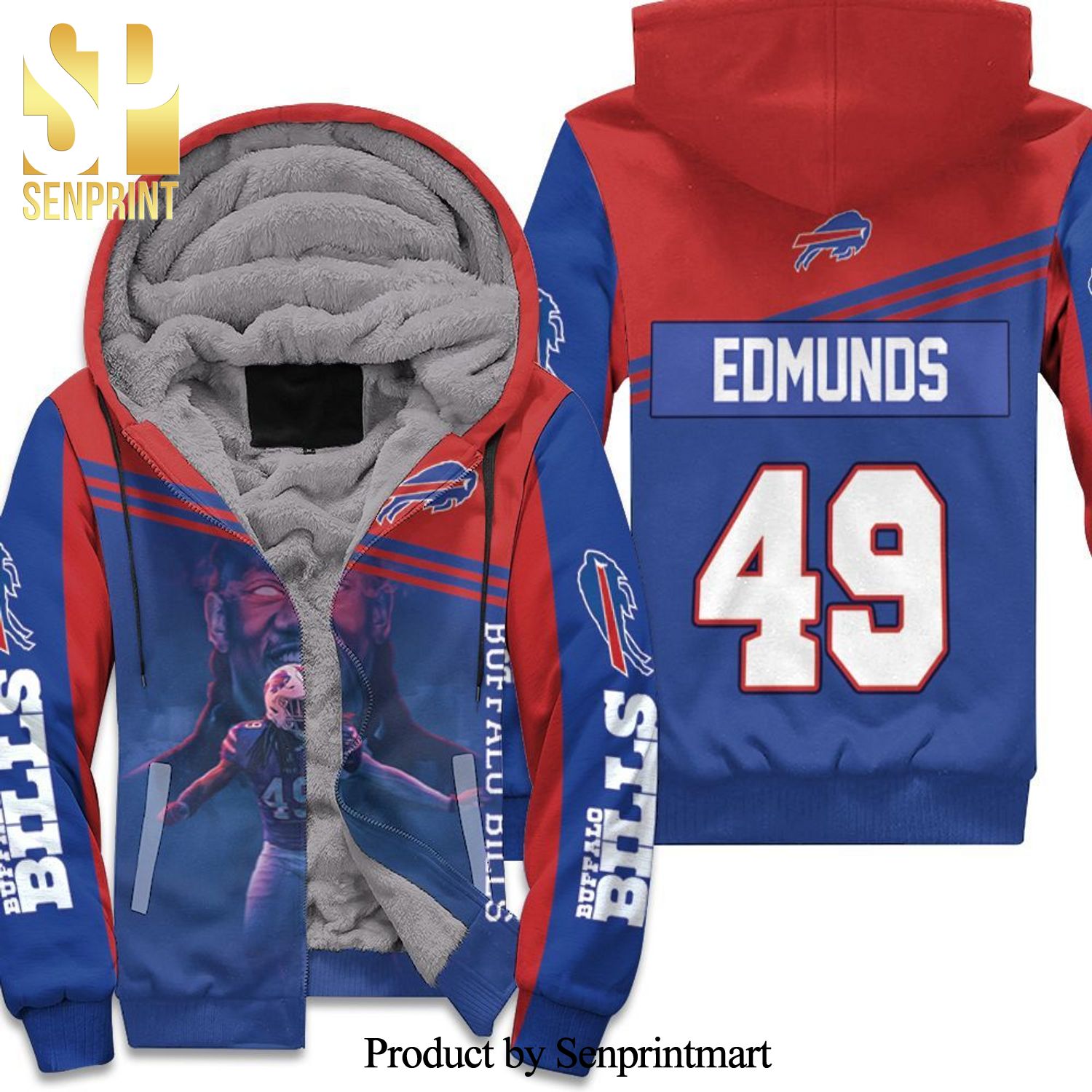 49 Tremaine Edmunds 49 Buffalo Bills Great Player NFL Season Hot Outfit Unisex Fleece Hoodie