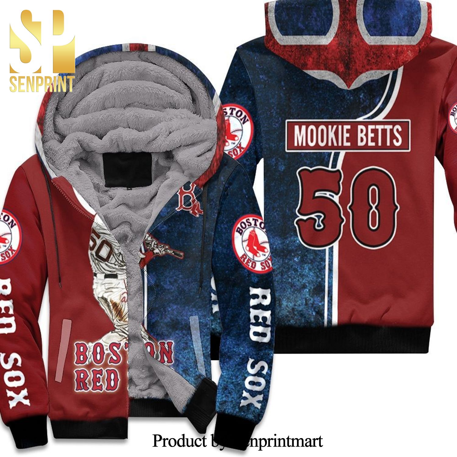 50 Mookie Betts Boston Red Sox New Style Unisex Fleece Hoodie