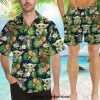 Baby Yoda Star Wars Coors Light Full Printing Flowery Aloha Summer Beach Hawaiian Shirt And Beach Shorts – Navy