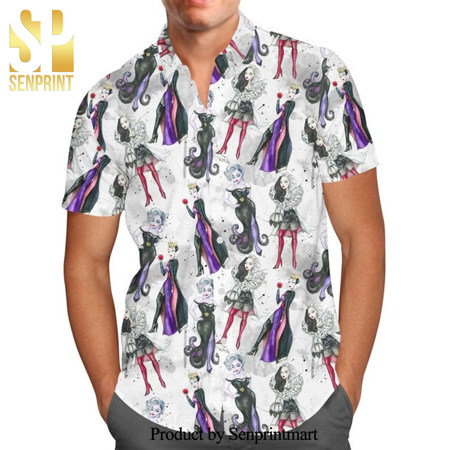 Bad Girls Villains Sketched Disney Cartoon Graphics Full Printing Hawaiian Shirt