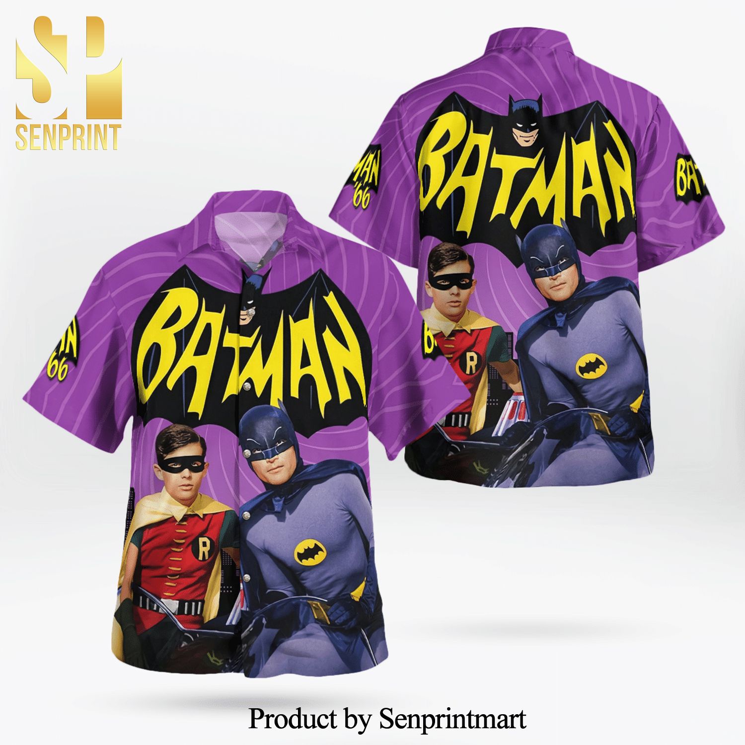 Batman And Robin Full Printing Hawaiian Shirt – Purple