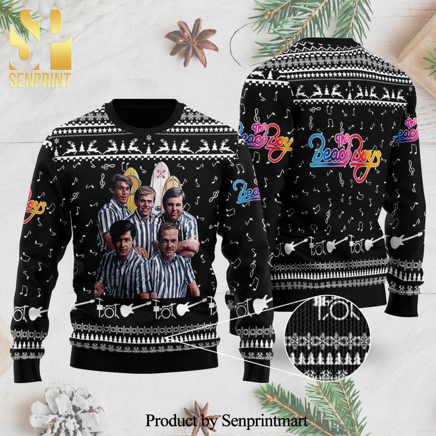 The Beach Boys Rock Band Knitted Ugly Christmas Sweater