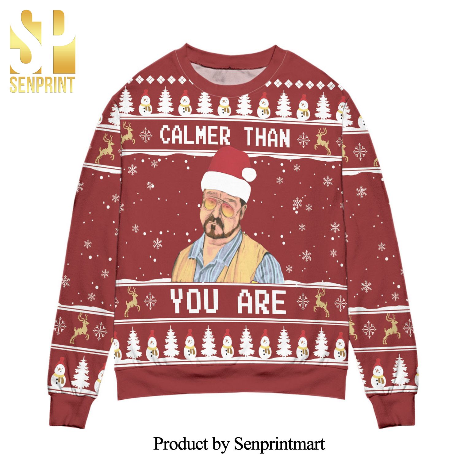 The Big Lebowski Calmer Than You Are Knitted Ugly Christmas Sweater