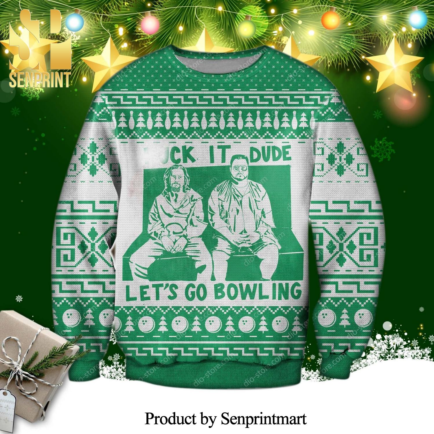 The Big Lebowski Fuck It Dude Let’s Go Bowling Knitted Ugly Christmas Sweater