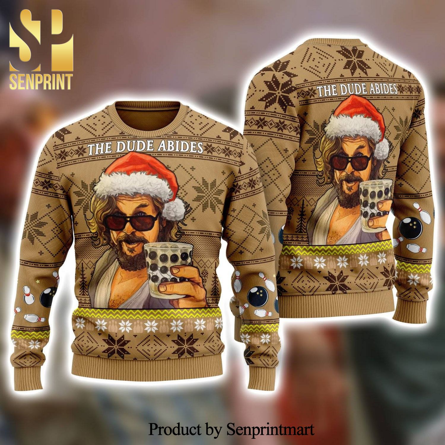 The Big Lebowski The Dude Abides Wool Knitted Ugly Christmas Sweater