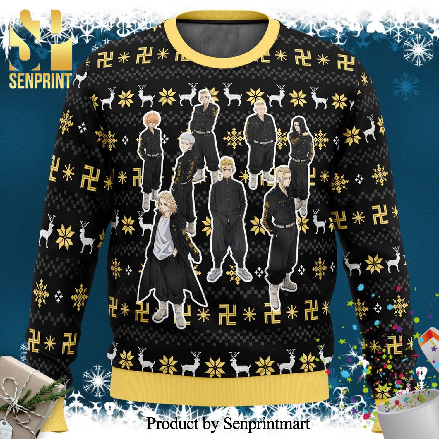 The Buddhist Symbol Tokyo Revengers Characters Manga Anime Knitted Ugly Christmas Sweater