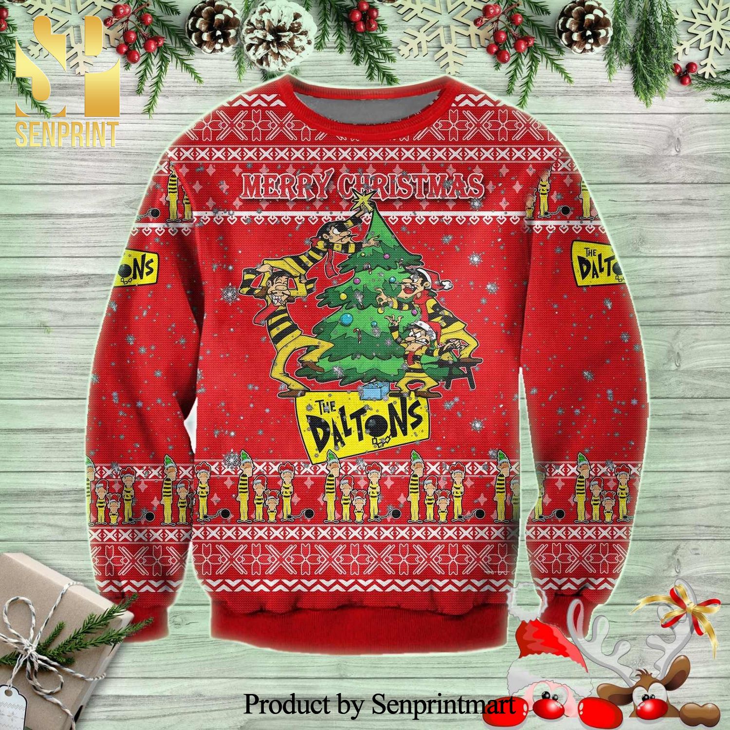 The Dalton Brothers Comedy Cartoon Knitted Ugly Christmas Sweater