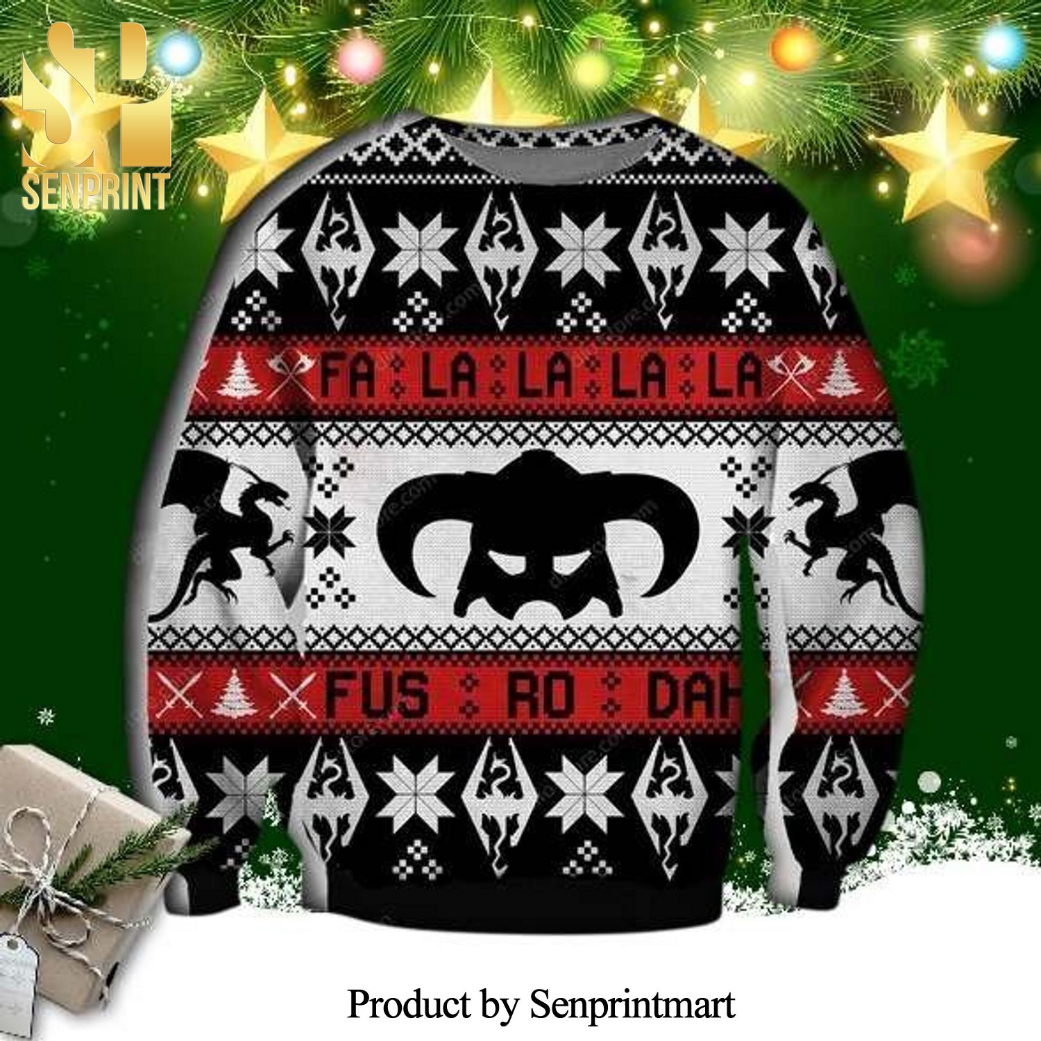 The Elder Scrolls Falalala Game Knitted Ugly Christmas Sweater