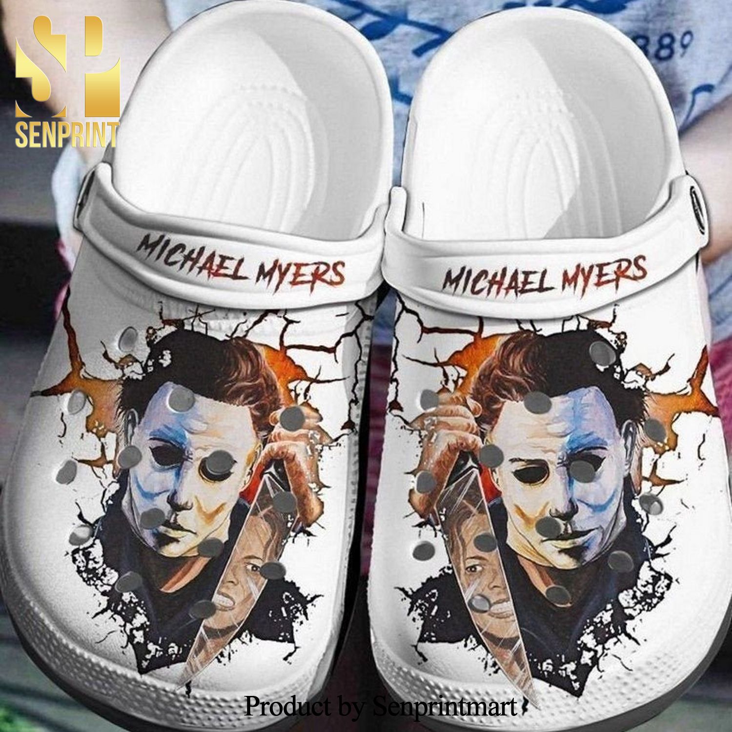 Michael Myers Face Full Printing Crocs Sandals