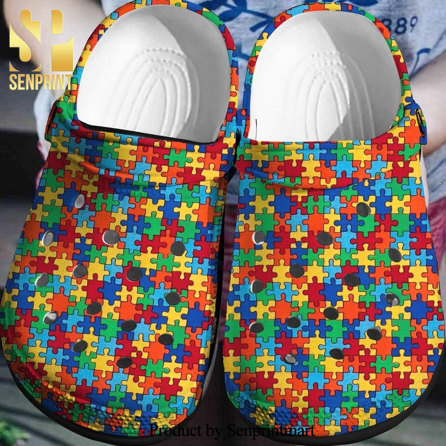 Mini Puzzle Autism Awareness Gift For Lover 3D Classic Crocs Crocband Clog