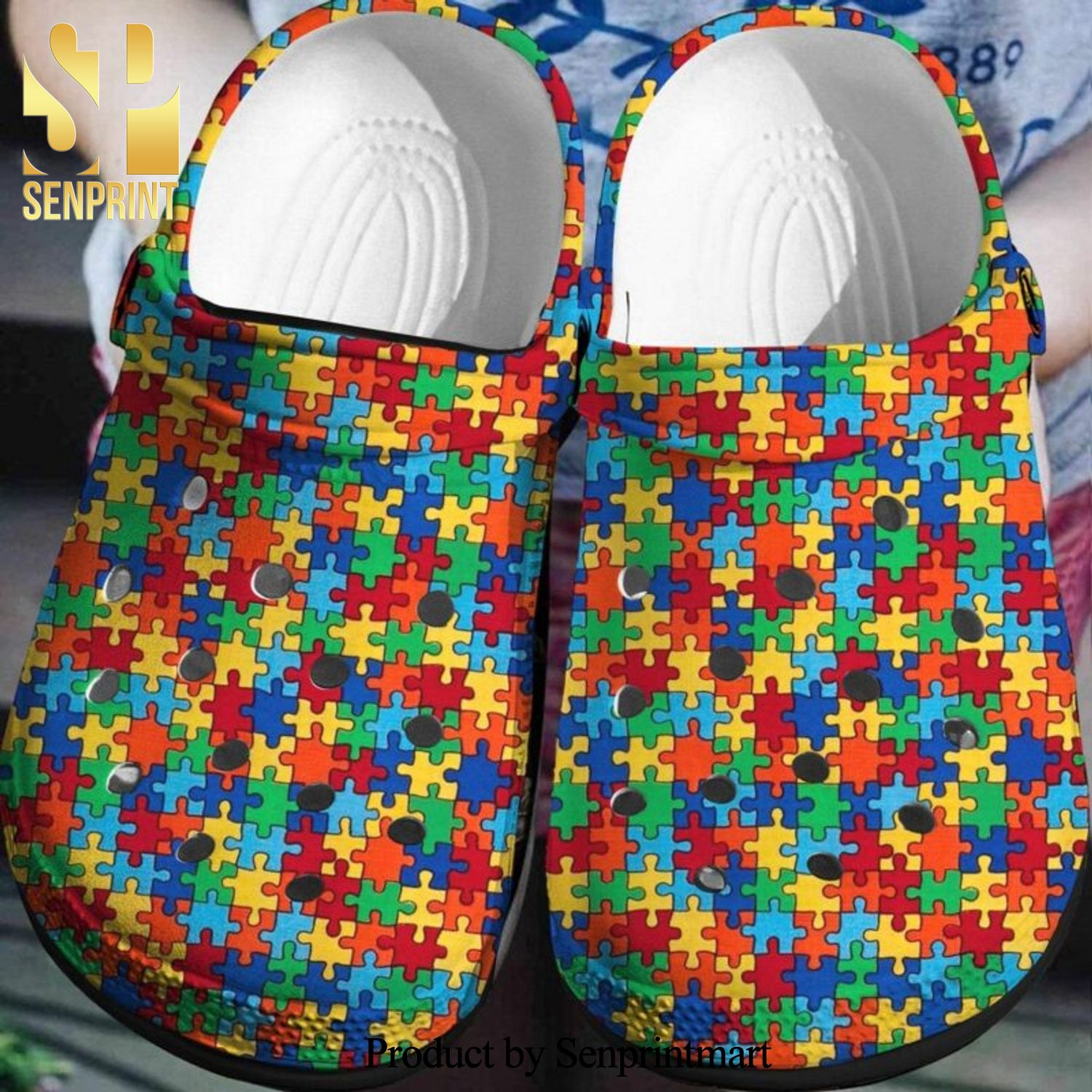 Mini Puzzle Autism Awareness Gift For Lover Crocs Crocband Clog