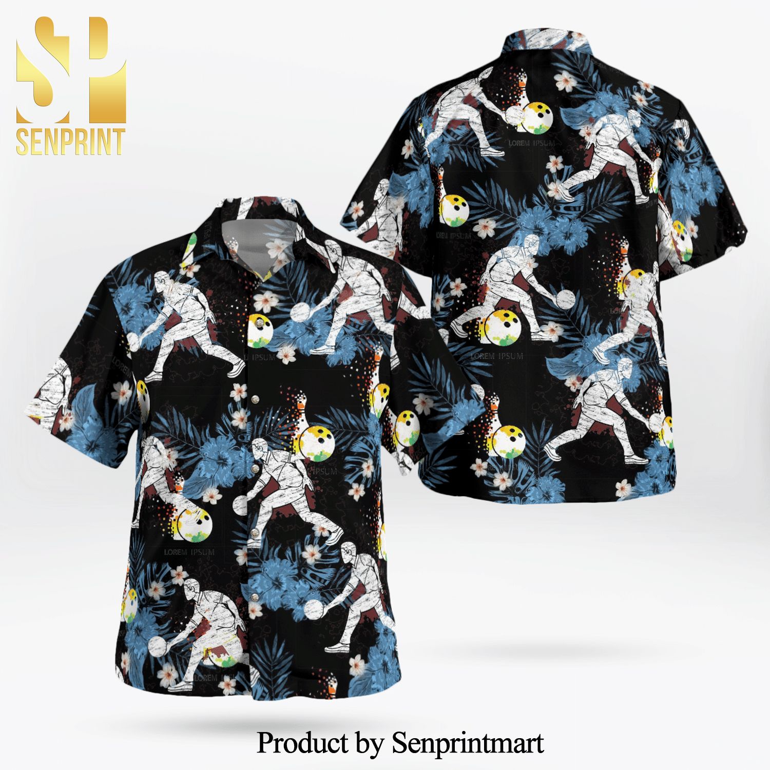 Bowling Player Full Printing Hawaiian Shirt – Black