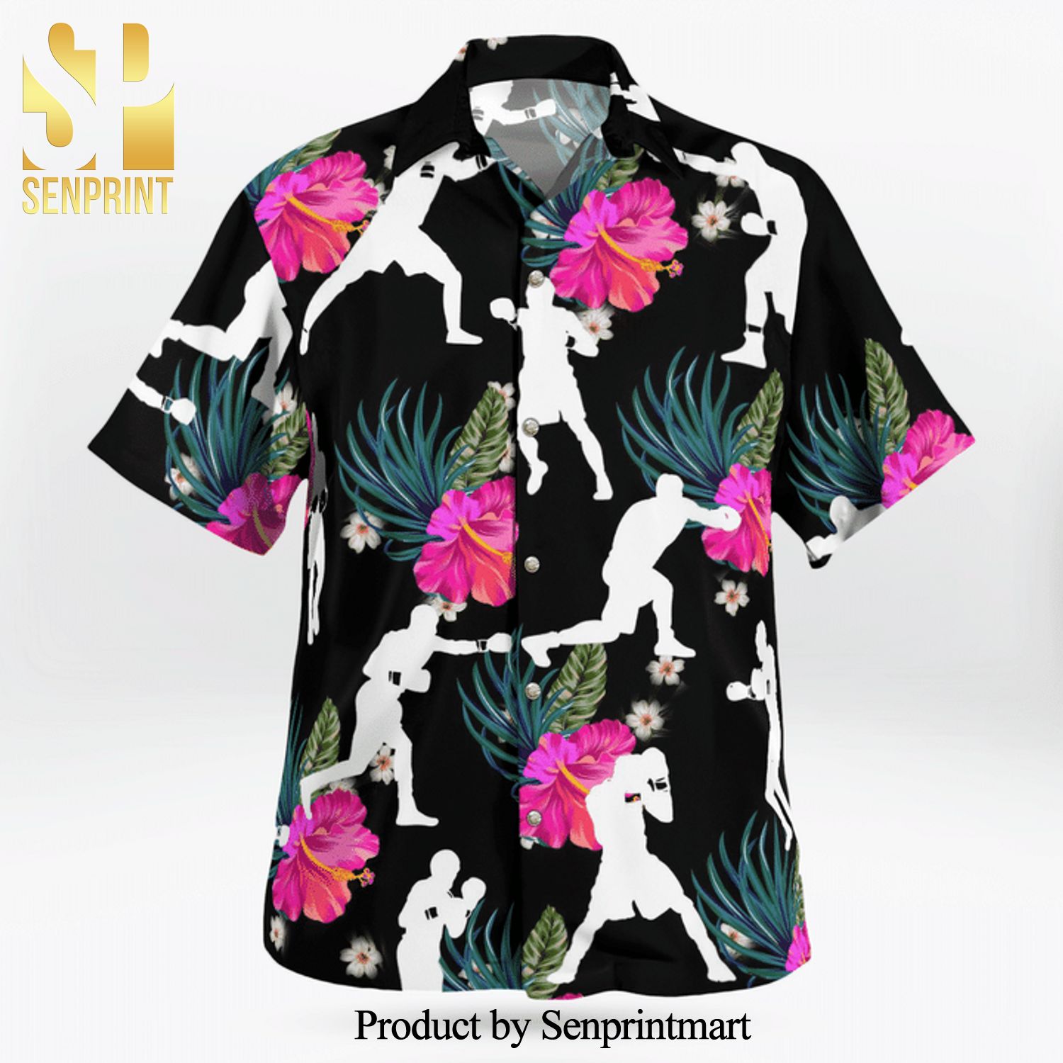 Boxing Full Printing Hawaiian Shirt – Black