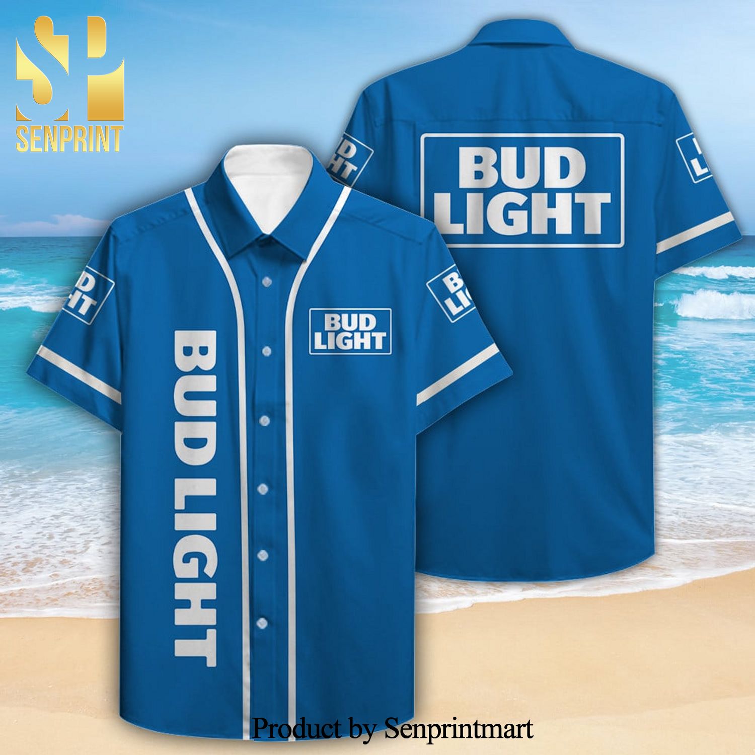 Bud Light 3D Full Printing Hawaiian Shirt – Blue