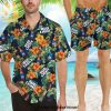 Bud Light Beer Full Printing Flowery Aloha Summer Beach Hawaiian Shirt And Beach Shorts – Navy