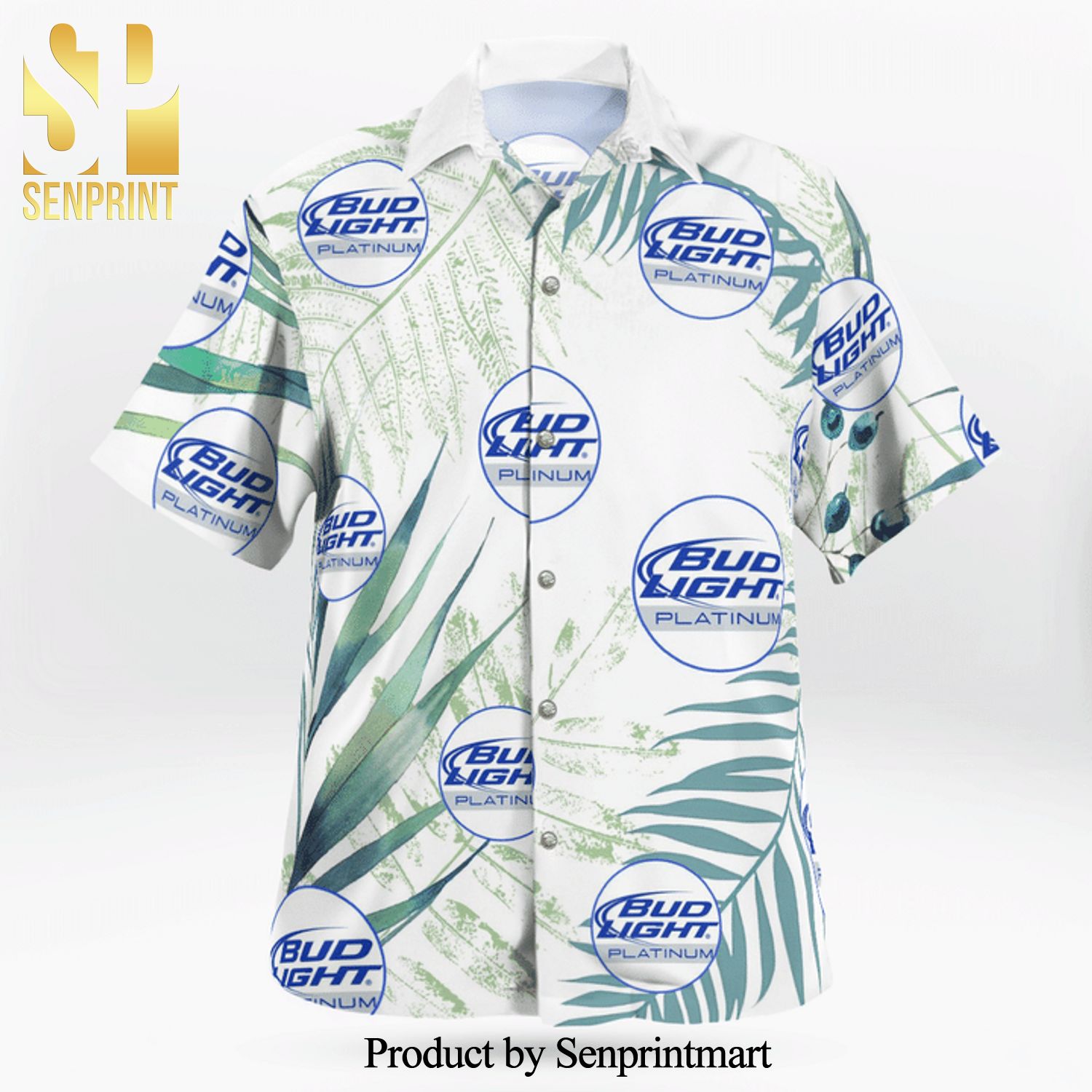 Bud Light Platinum Full Printing Hawaiian Shirt – White