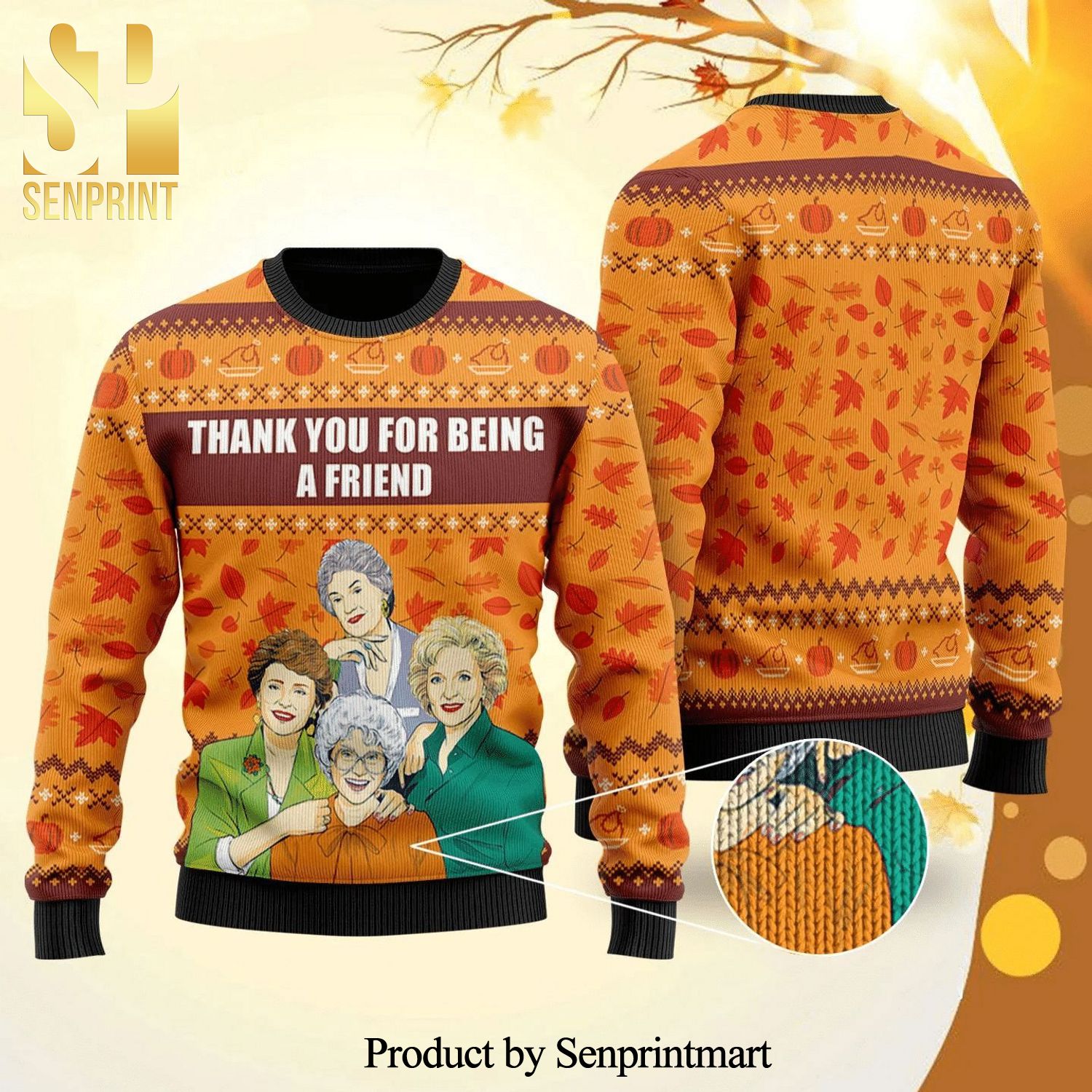 The Golden Girl Thank You For Being A Friend Knitted Ugly Christmas Sweater