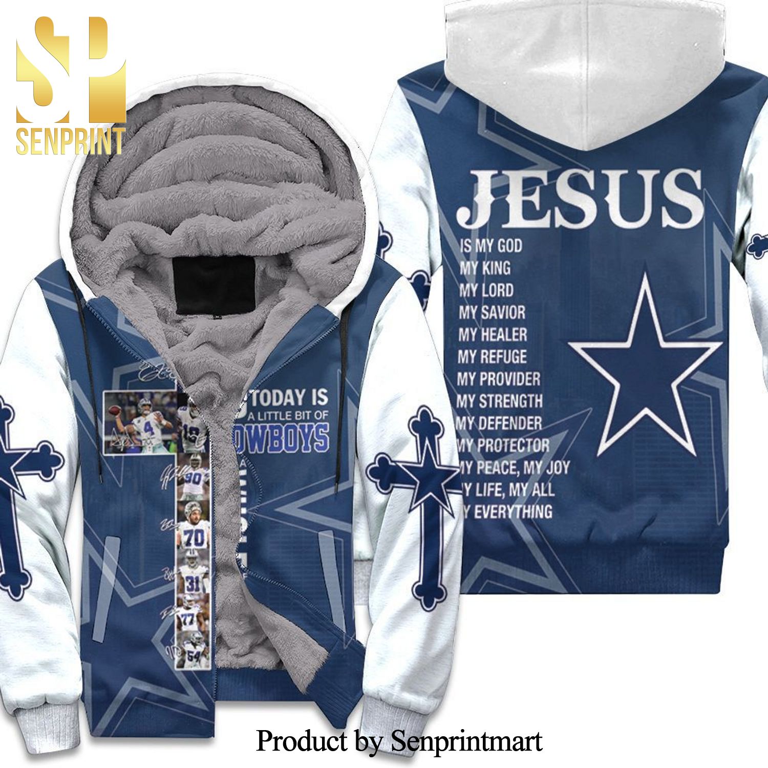 All I Need Today Is Little Bit Dallas Cowboys And Whole Lots Of Jesus High Fashion Full Printing Unisex Fleece Hoodie