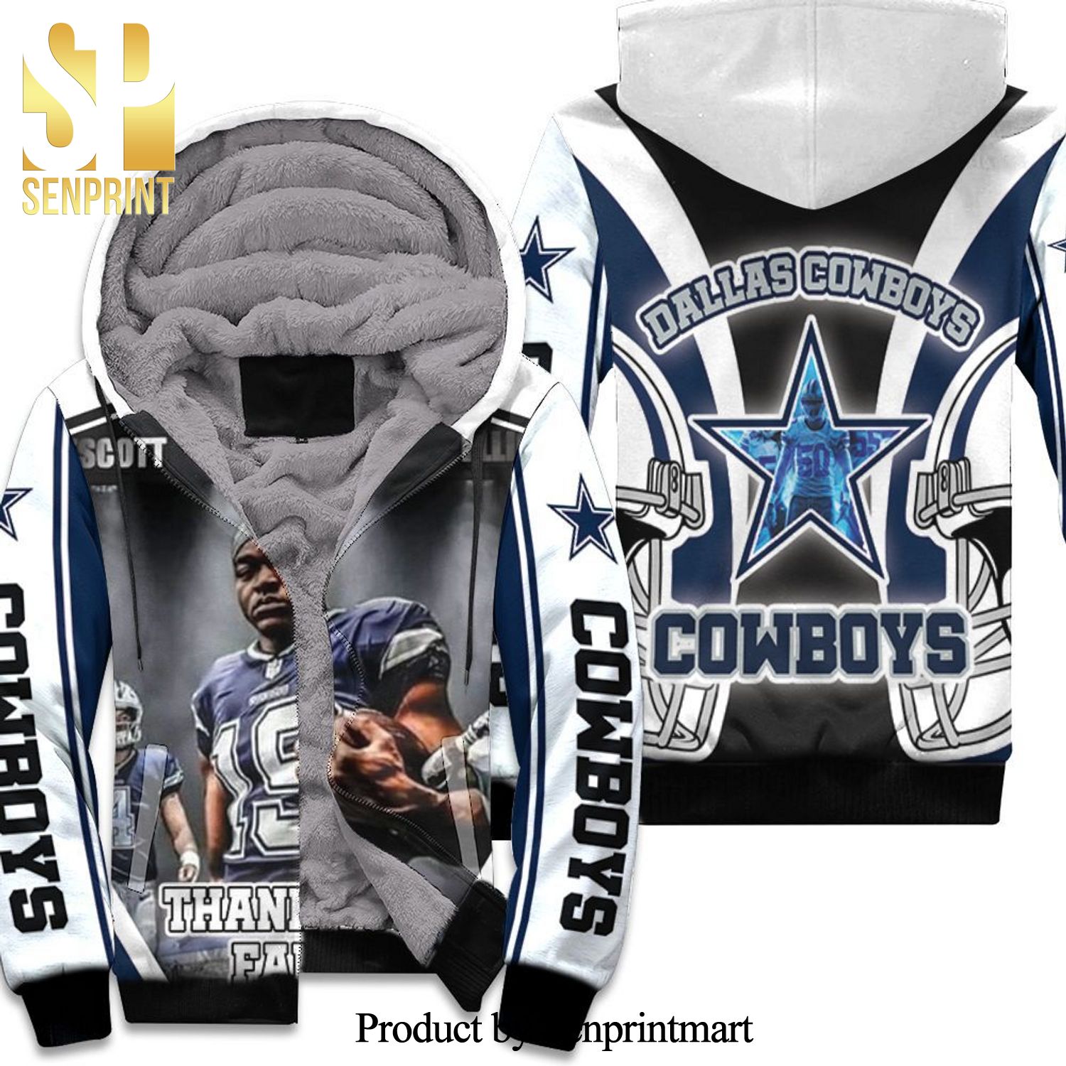 Amari Cooper 19 Dallas Cowboys Nfc East Division Champions Super Bowl Full Print Unisex Fleece Hoodie