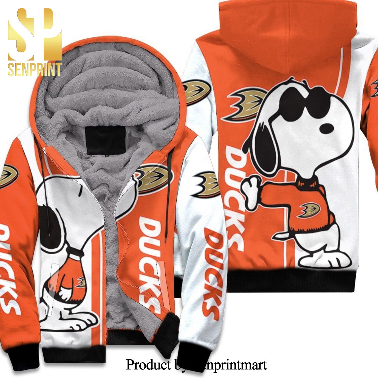 Anaheim Ducks Snoopy Lover New Outfit Unisex Fleece Hoodie