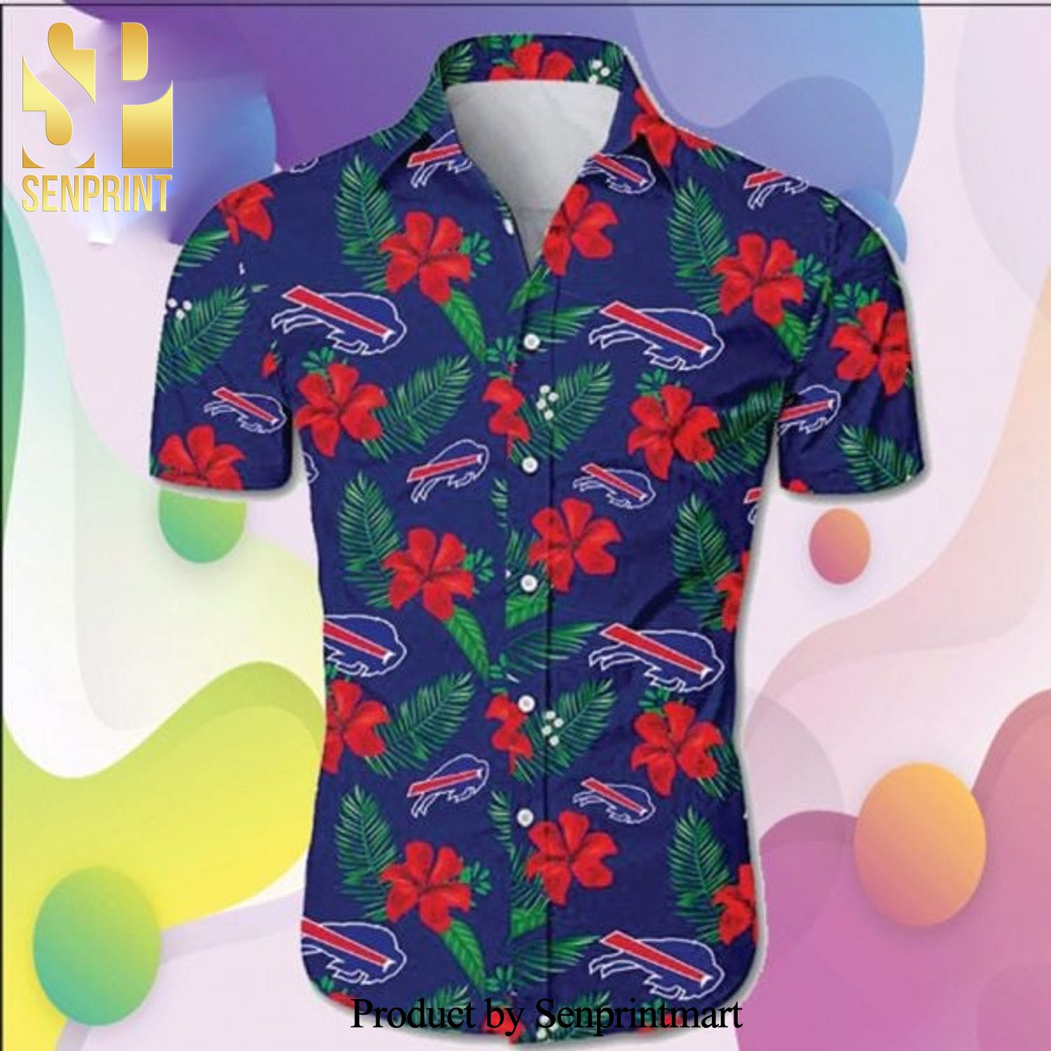 Buffalo Bills Full Printing Summer Short Sleeve Hawaiian Beach Shirt – Royal Blue