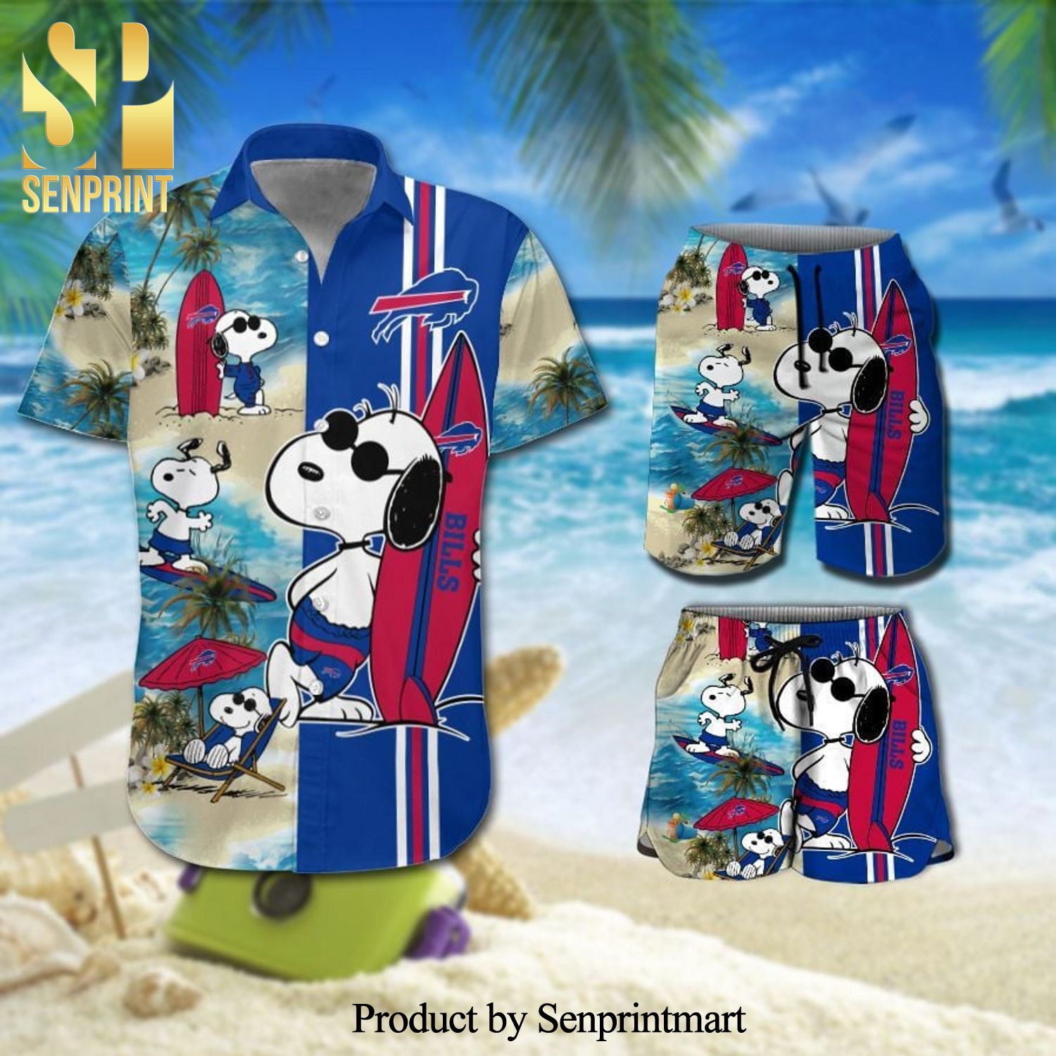 Buffalo Bills Snoopy Full Printing Hawaiian Shirt And Beach Shorts
