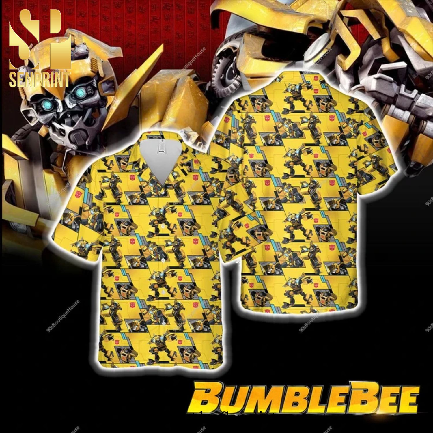 Bumble Bee Transformers Full Printing Hawaiian Shirt – Yellow