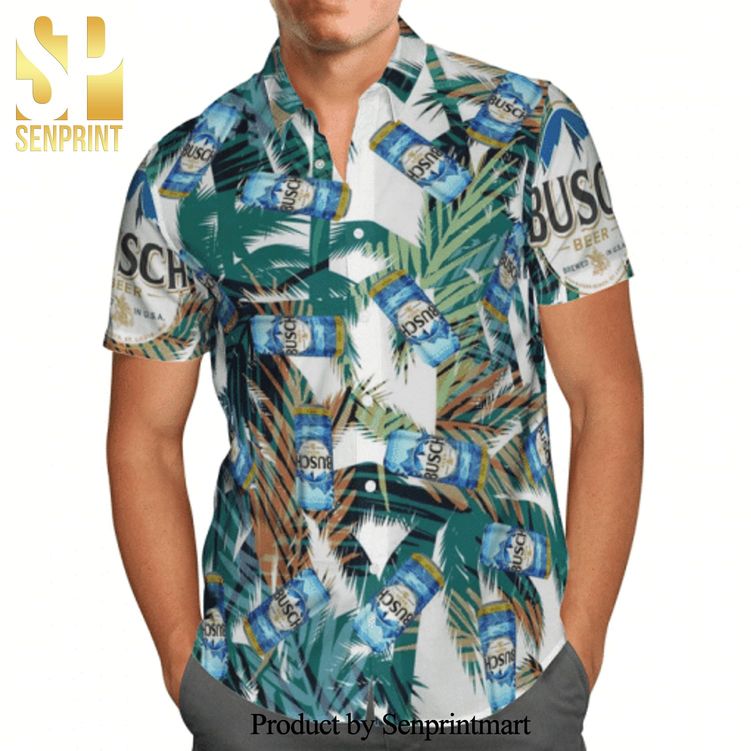 Busch Beer Palm Tree Full Printing Hawaiian Shirt