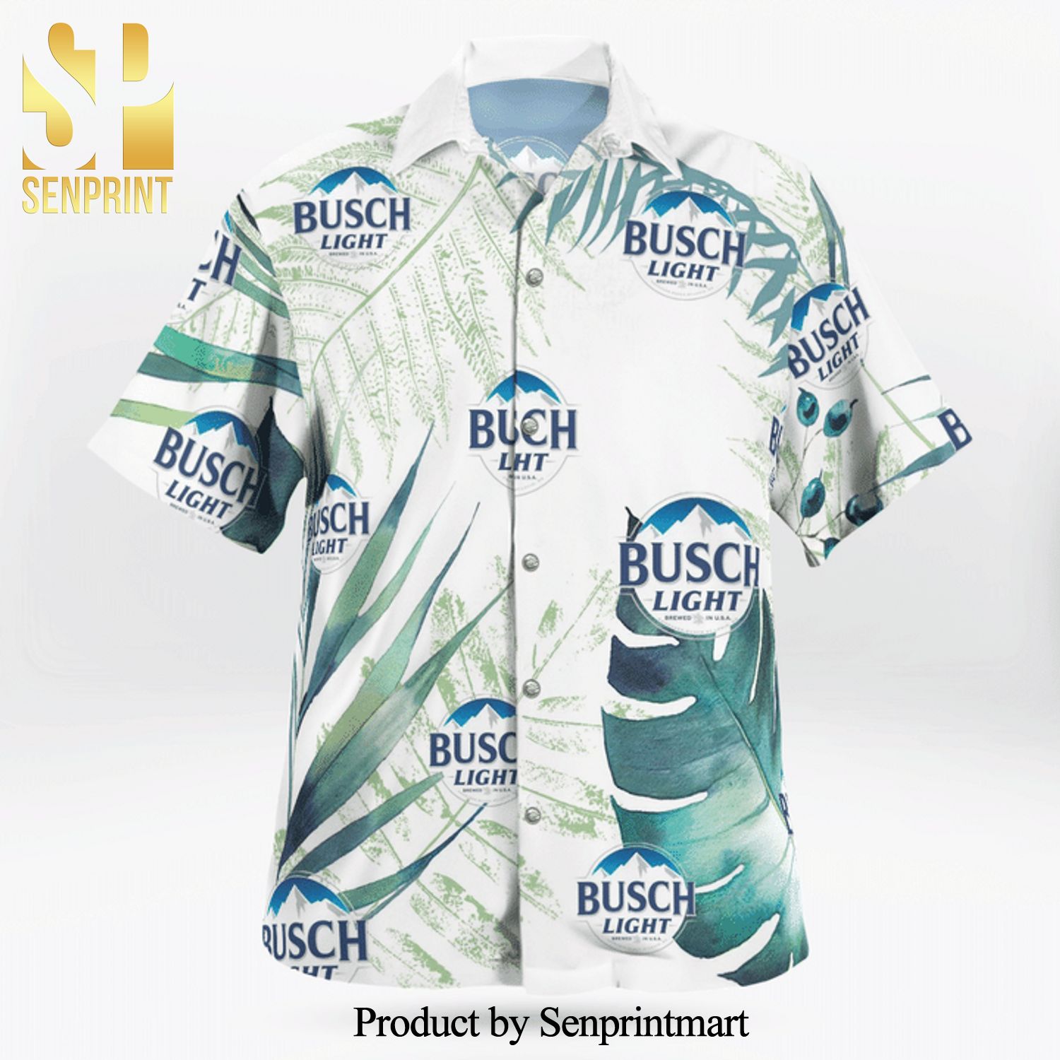 Busch Light Beer Full Printing Hawaiian Shirt – White
