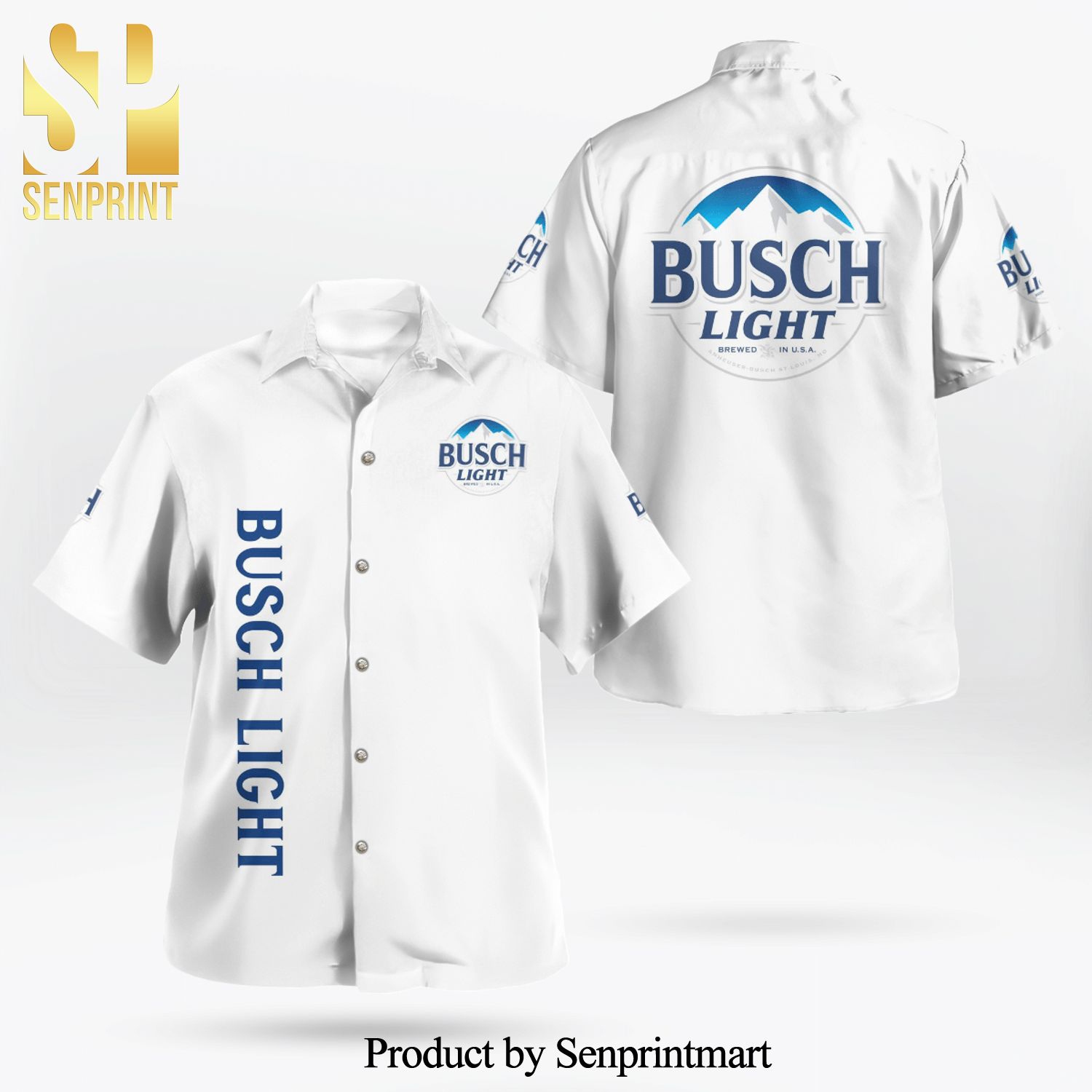 Busch Light Full Printing Hawaiian Shirt – White
