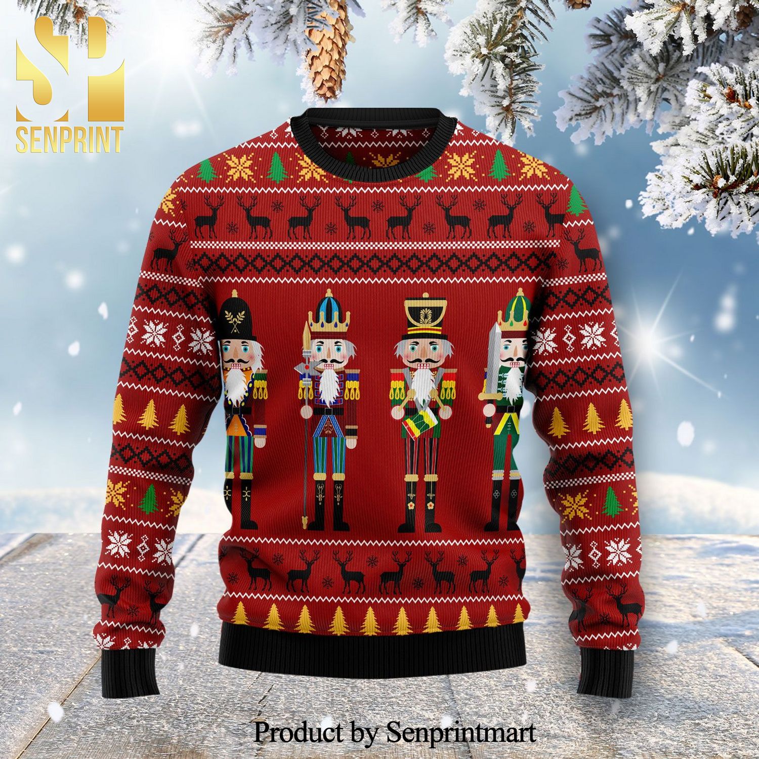 The Nutcracker Reindeer Knitted Ugly Christmas Sweater