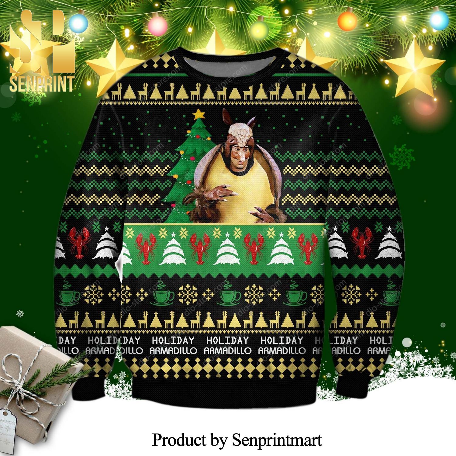 The One With the Holiday Armadillo Poster Knitted Ugly Christmas Sweater