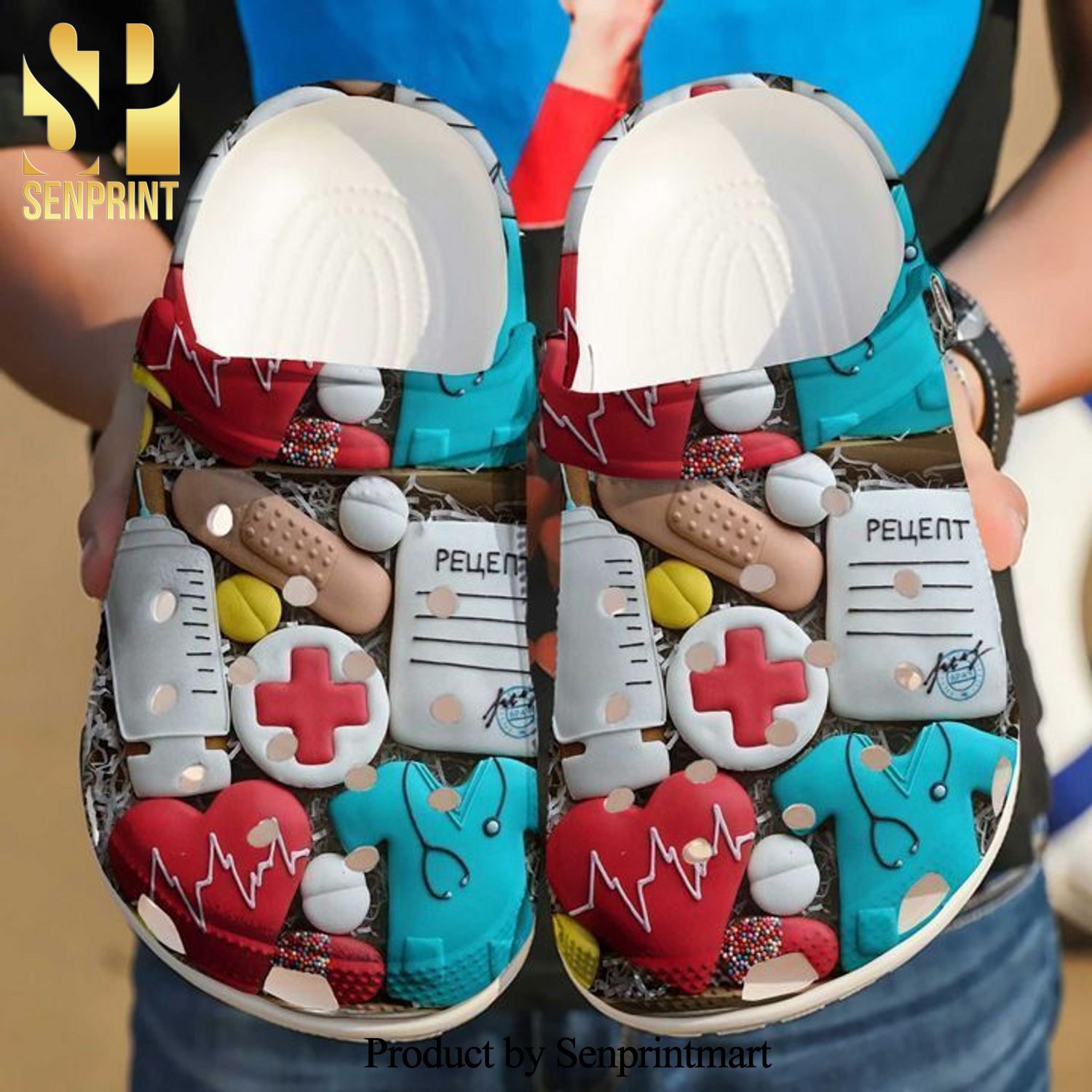 Nurse Heart Street Style Crocs Crocband In Unisex Adult Shoes