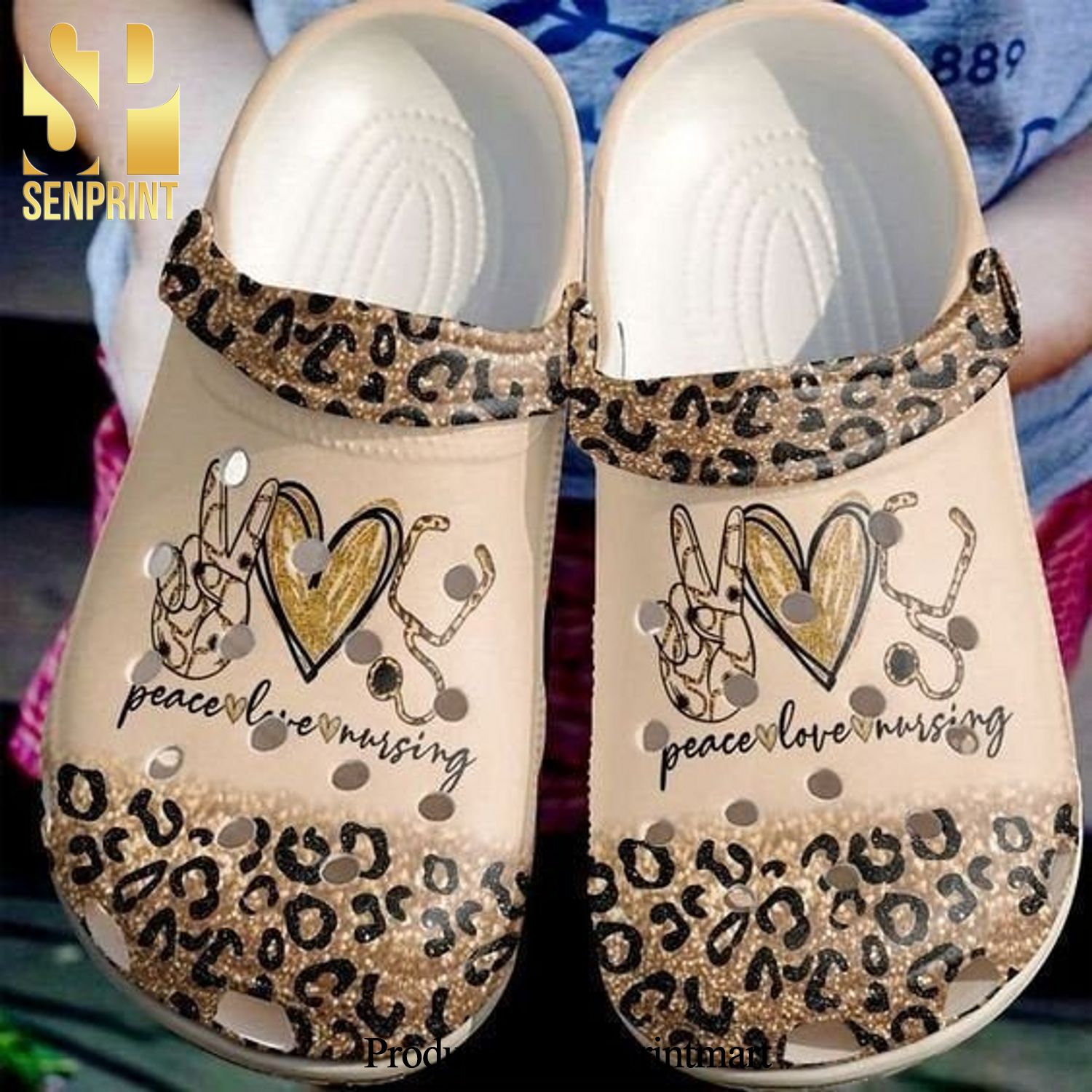 Nurse Peace Love Nursing Crocs Crocband Adult Clogs