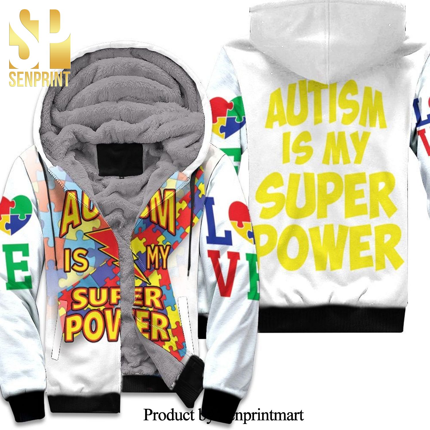Autism Is My Super Power 1 Street Style Unisex Fleece Hoodie