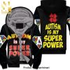 Autism Comes With A Dad Never Gives Up 3D Unisex Fleece Hoodie