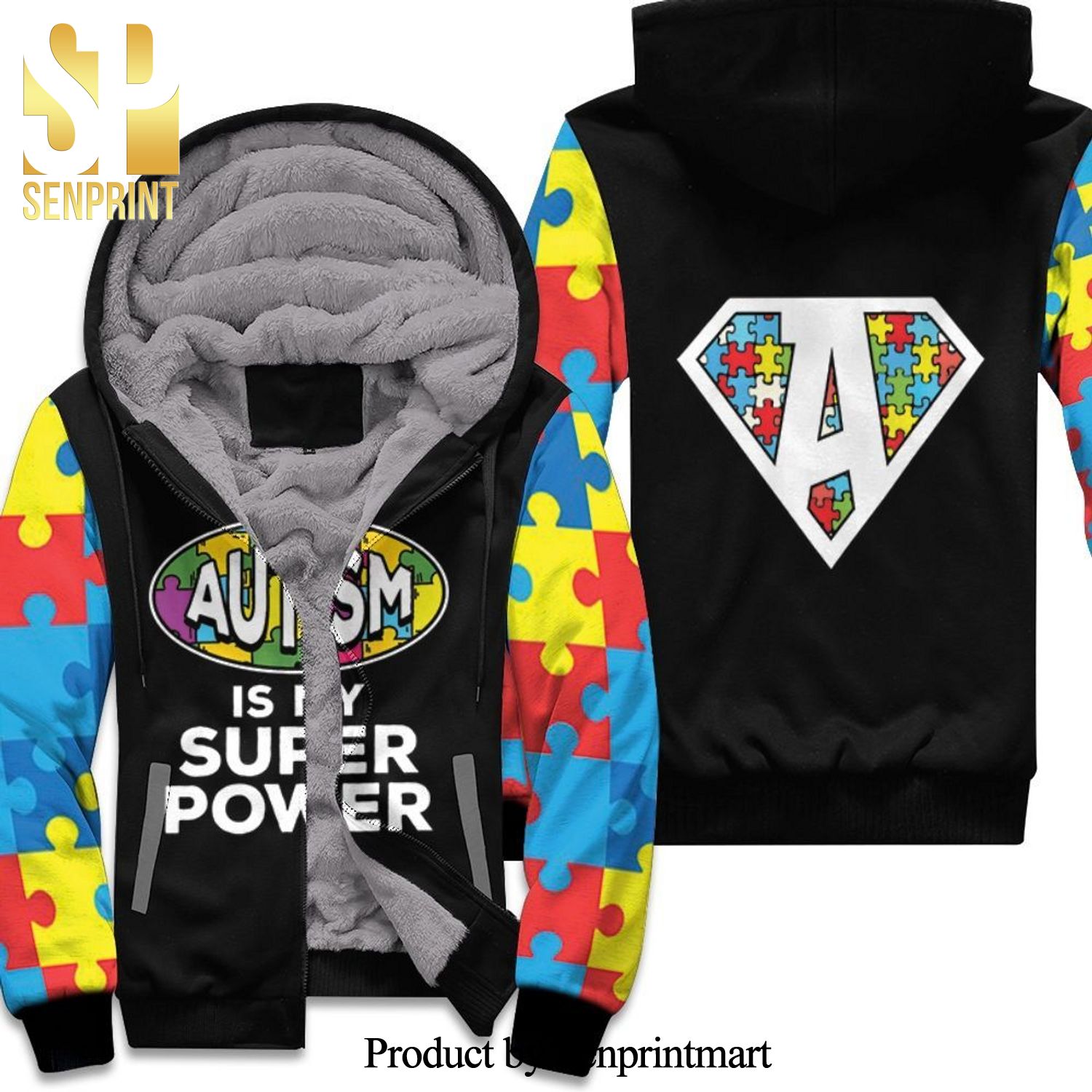 Autism Support Superhero Hypebeast Fashion Unisex Fleece Hoodie