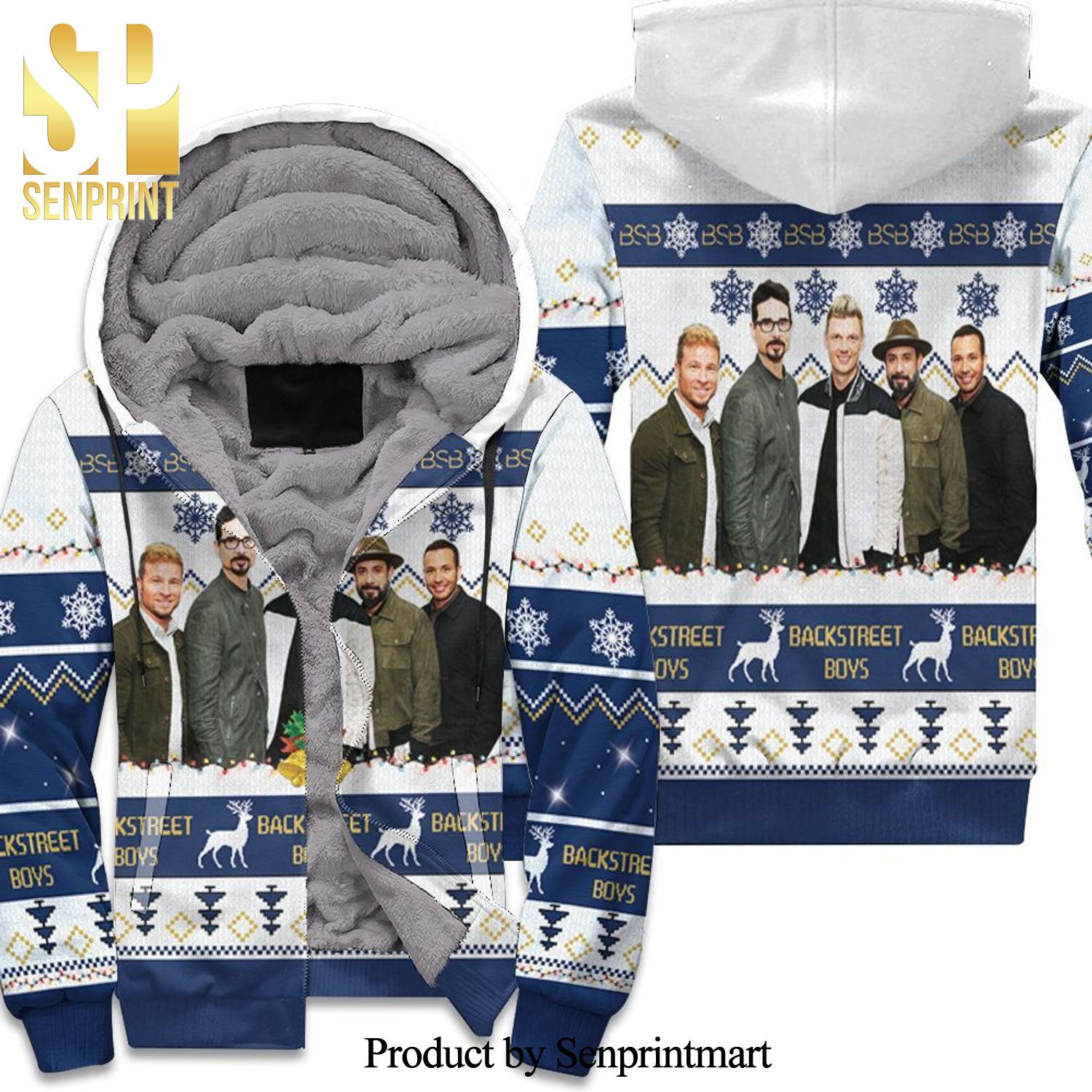 Backstreet Boys Christmas Knitting Pattern Fan Quilt Blanket Street Style All Over Print Unisex Fleece Hoodie