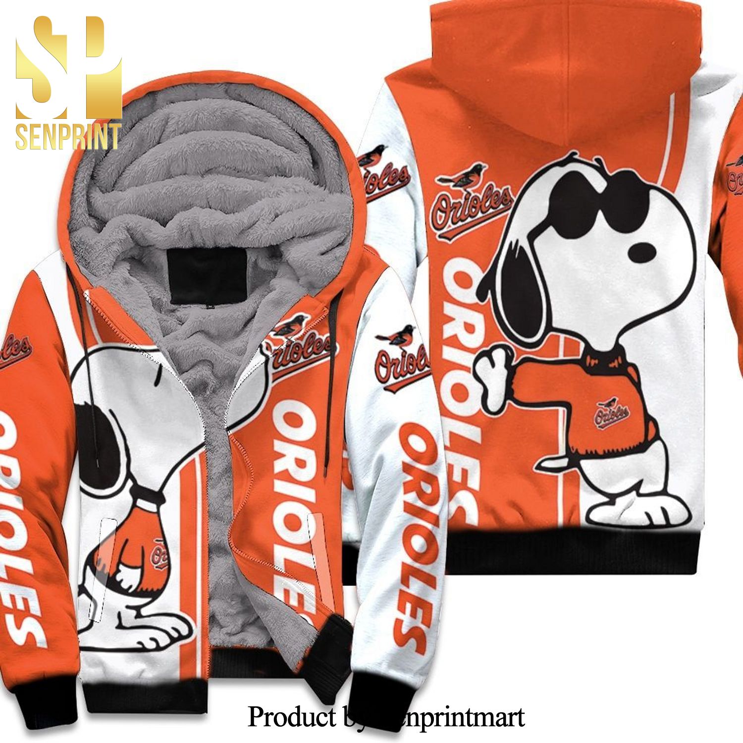 Baltimore Orioles Snoopy Lover New Style Full Print Unisex Fleece Hoodie