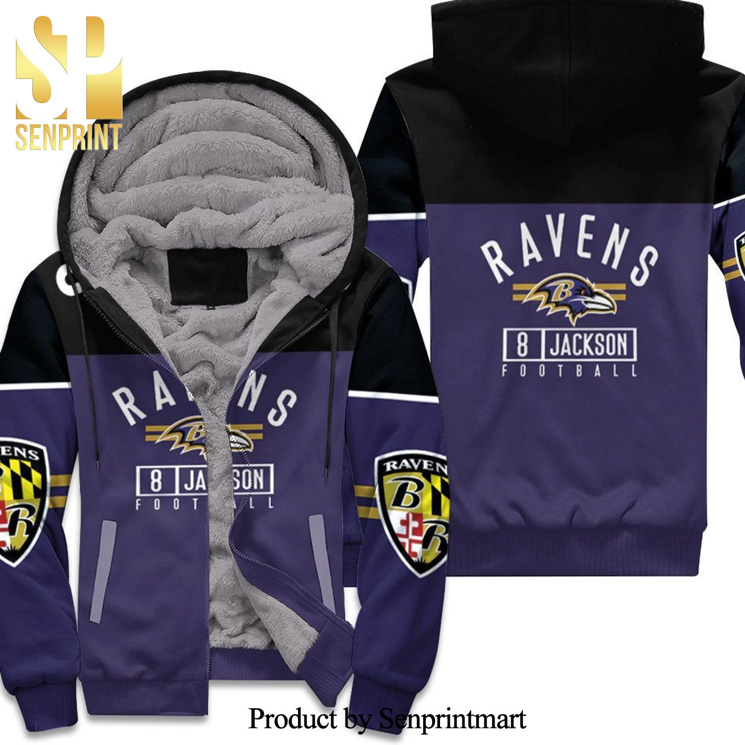 Baltimore Ravens High Fashion Full Printing Unisex Fleece Hoodie