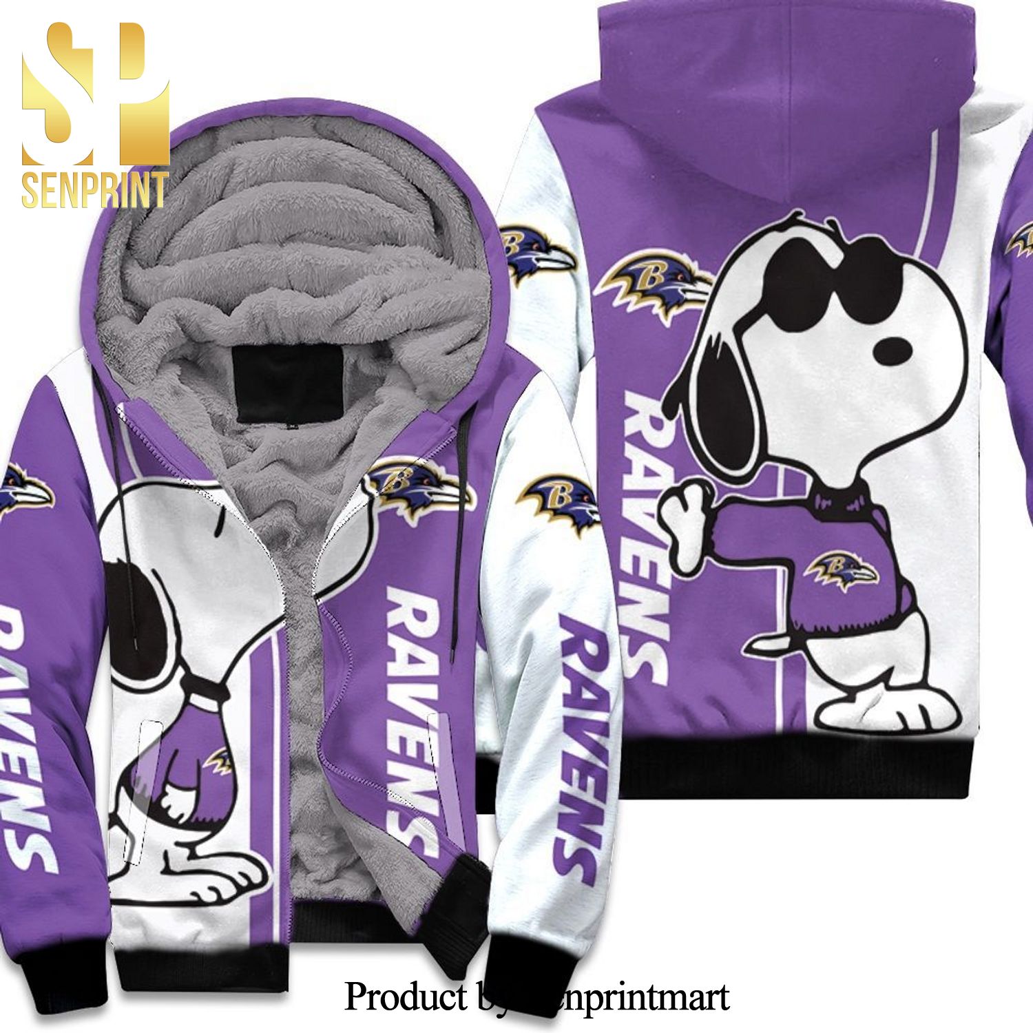 Baltimore Ravens Snoopy Lover Cool Version Unisex Fleece Hoodie