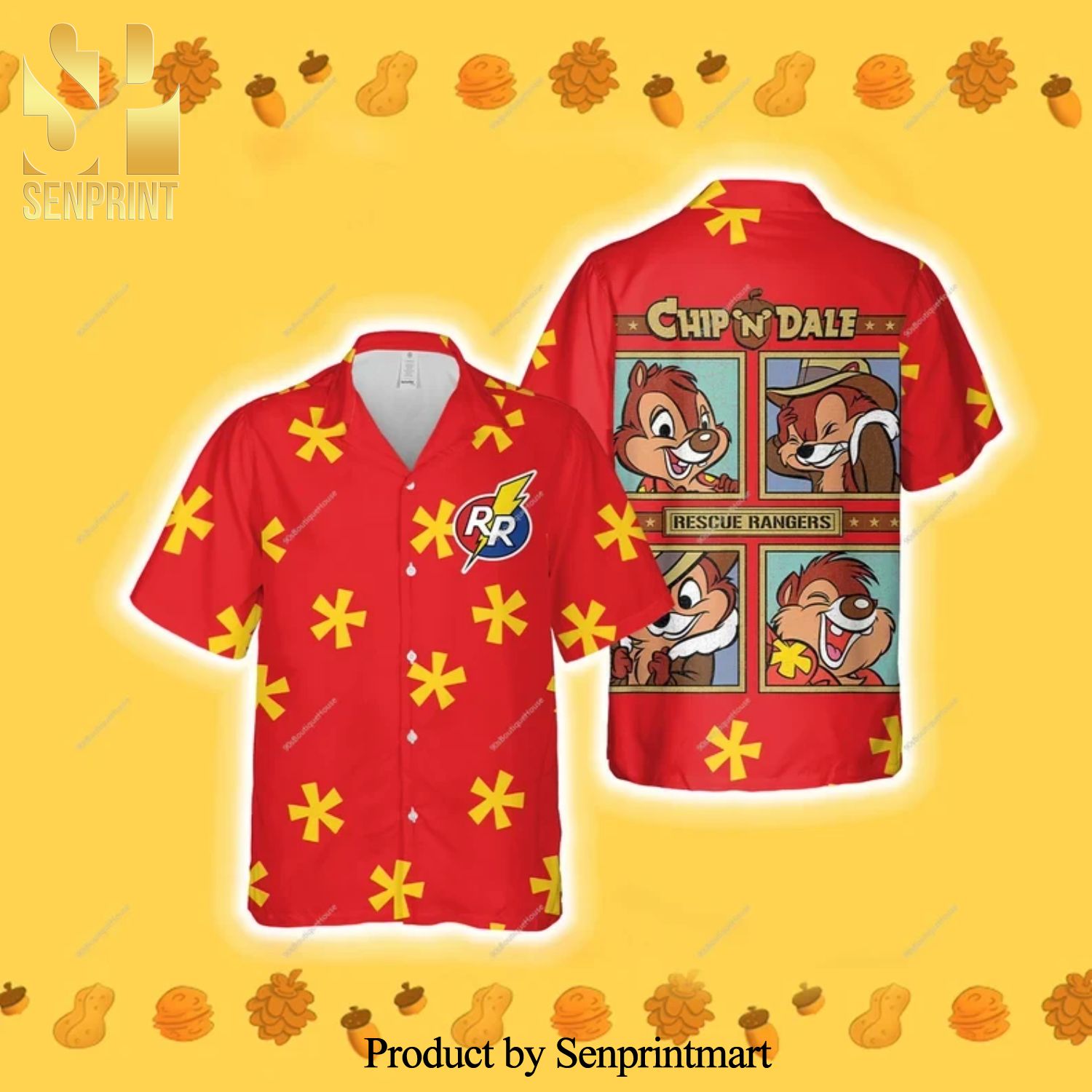 Chip ‘n Dale Rescue Rangers Disney Full Printing Hawaiian Shirt – Red