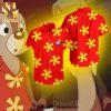 Chip And Dale Rescue Rangers Floral Pattern Full Printing Hawaiian Shirt – Red