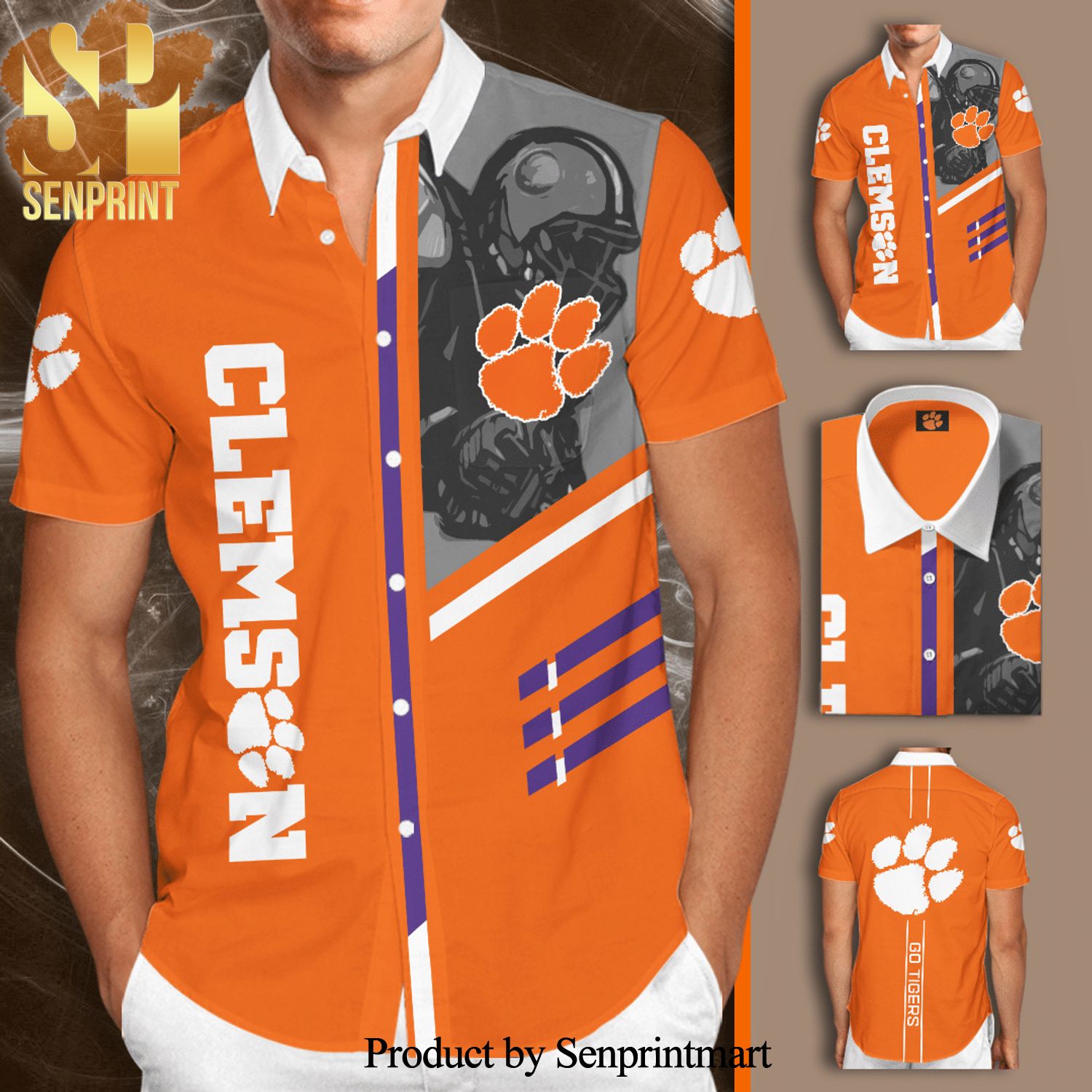 Clemson Tigers Softball Team Full Printing Hawaiian Shirt – Orange