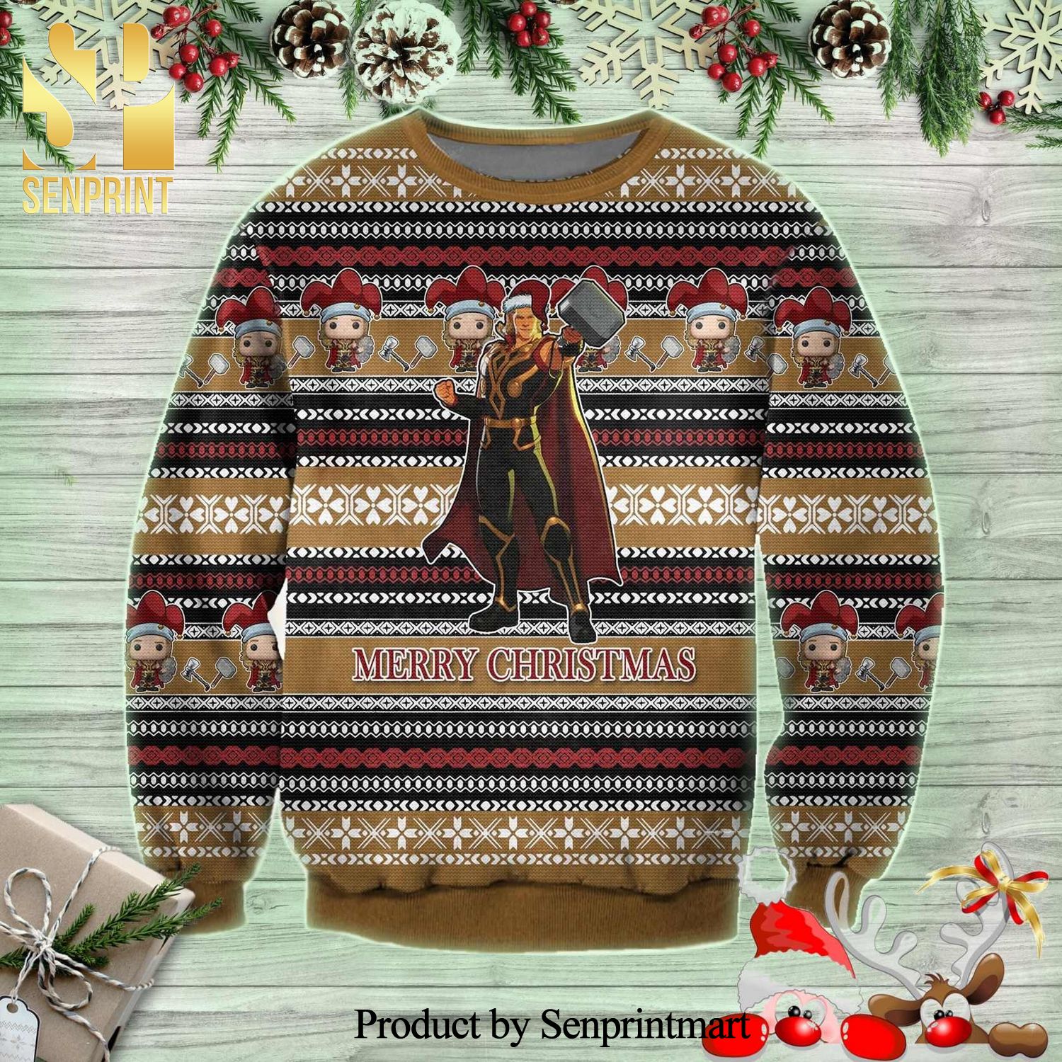 Thor God of Thunder Marvel Knitted Ugly Christmas Sweater