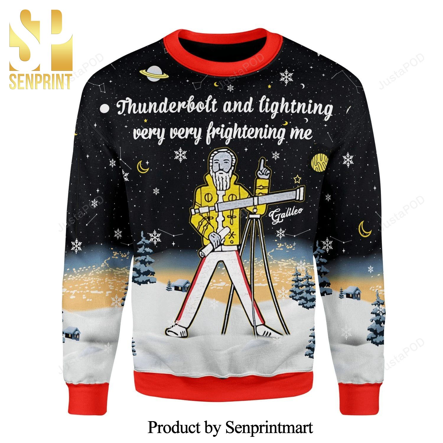 Thunder Fightening Galileo Bohemian Rhapsody Queen Knitted Ugly Christmas Sweater