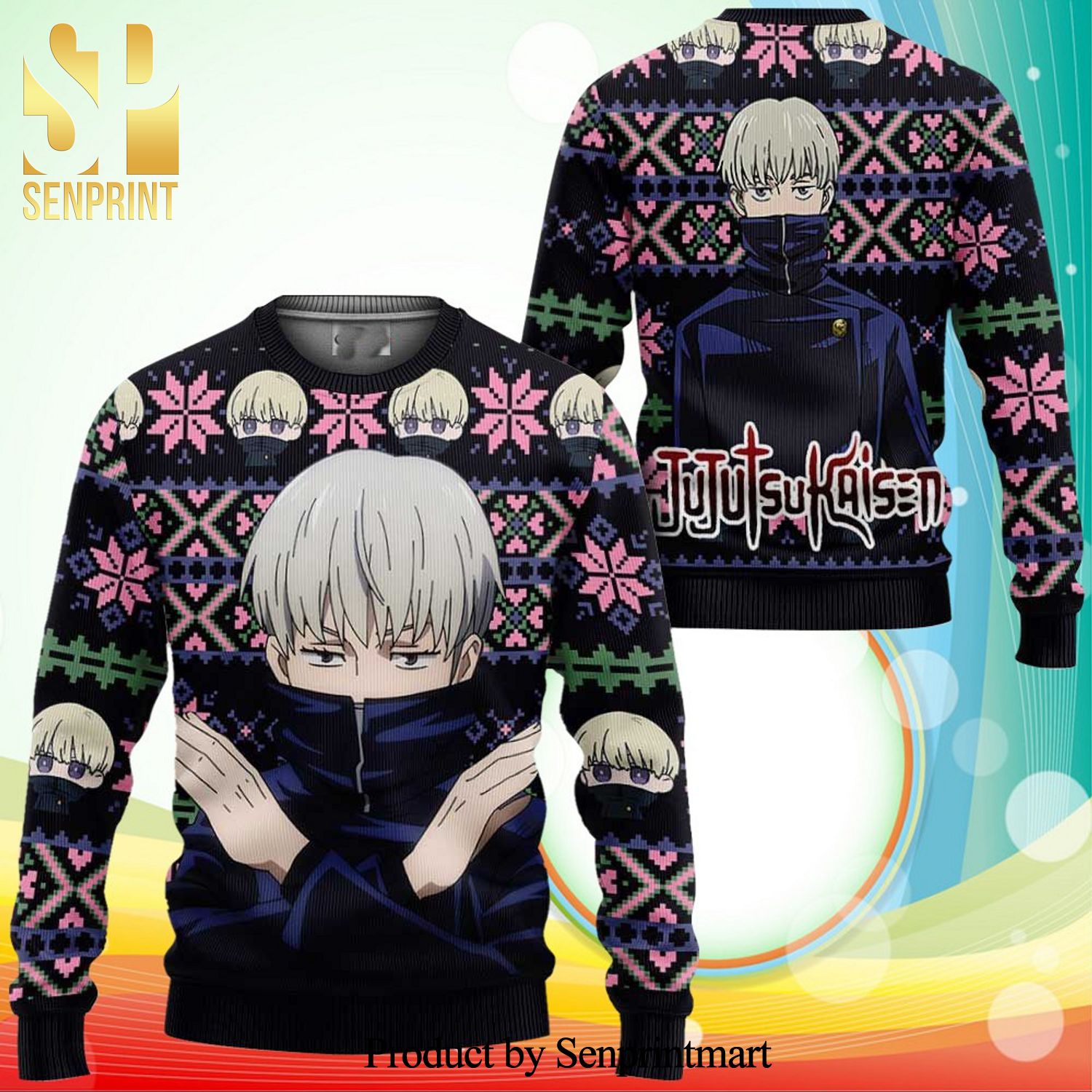 Toge Inumaki Anime Jujutsu Kaisen Xmas Gifts Knitted Ugly Christmas Sweater